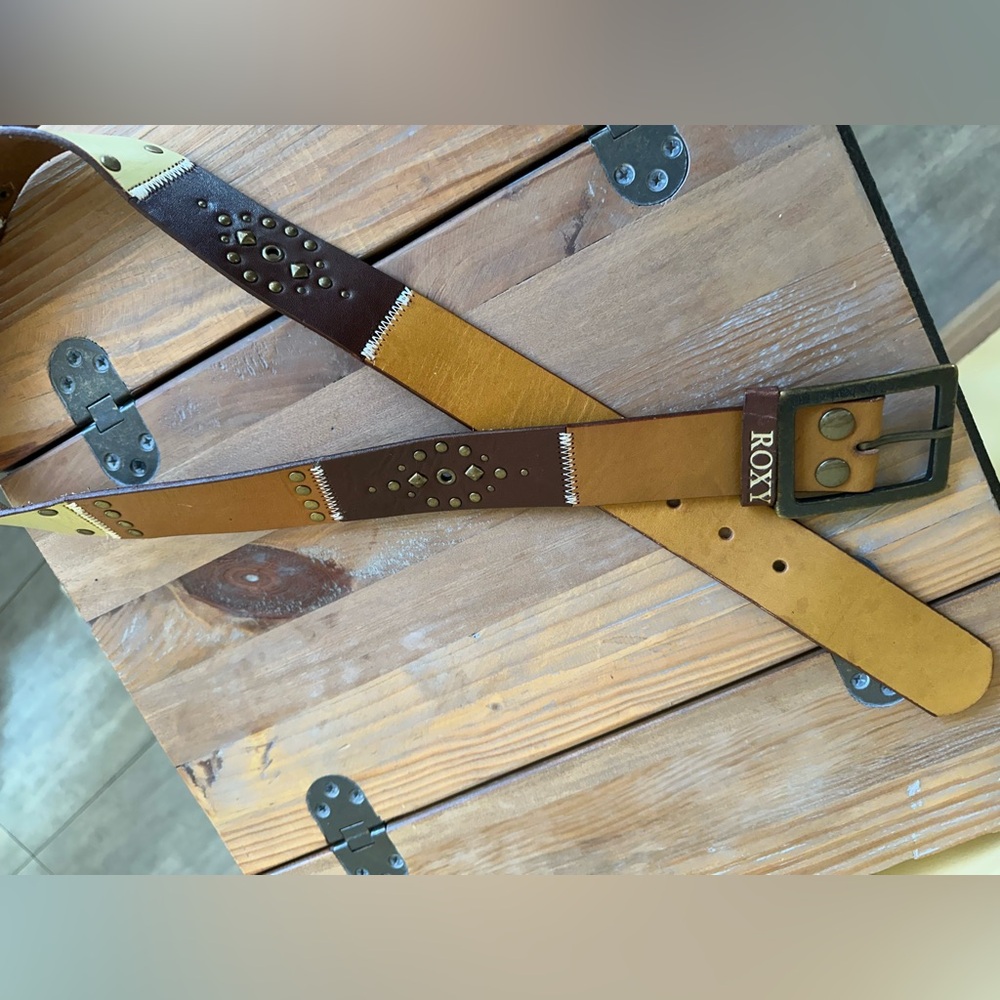 Vintage Roxy Brown and Tan Studded Belt